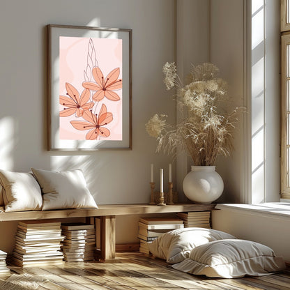 Elevate your space with 'Petal Serenade in Blush,' a soothing floral artwork that exudes elegance for bedroom
