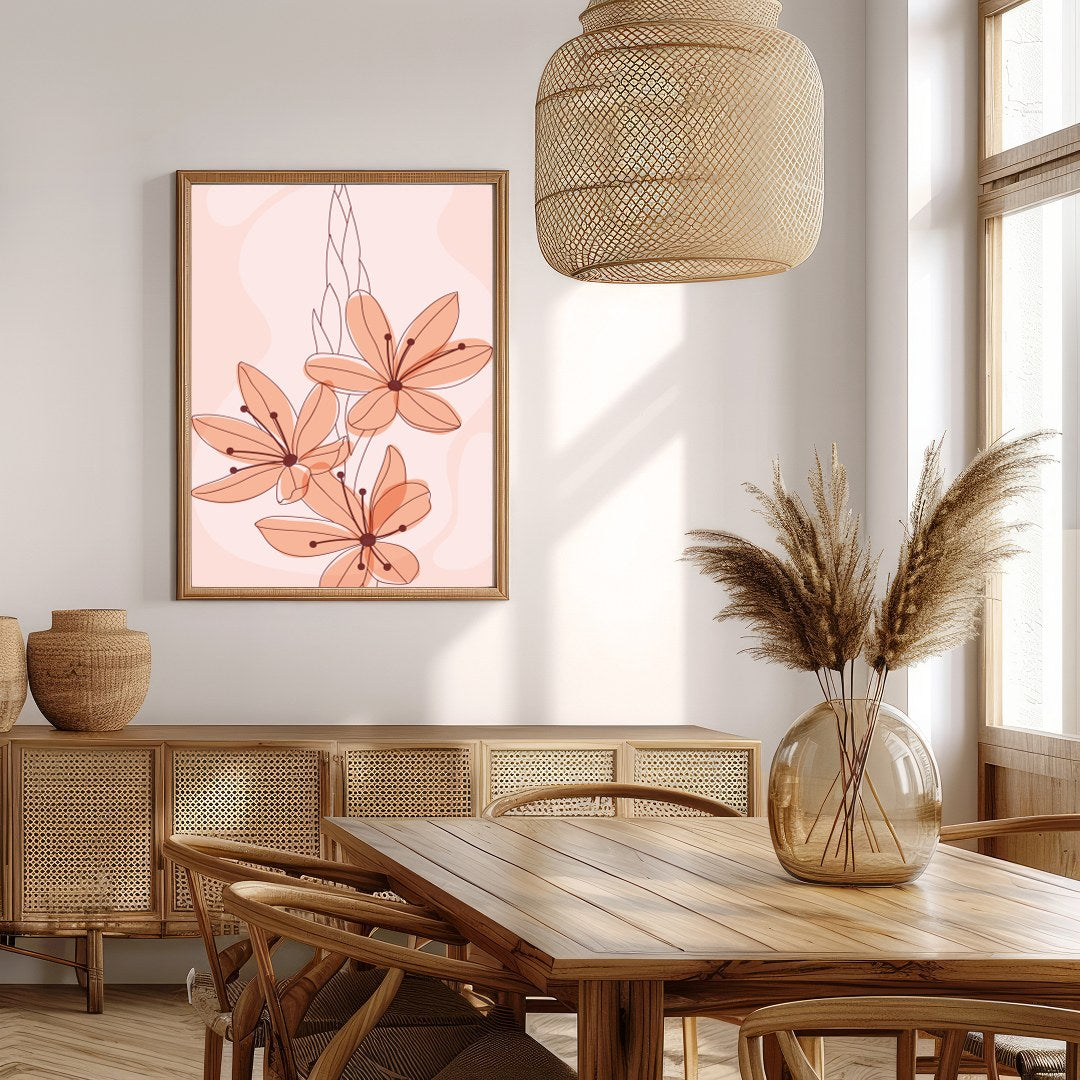 Elevate your space with 'Petal Serenade in Blush,' a soothing floral artwork that exudes elegance for Extra Kitchen