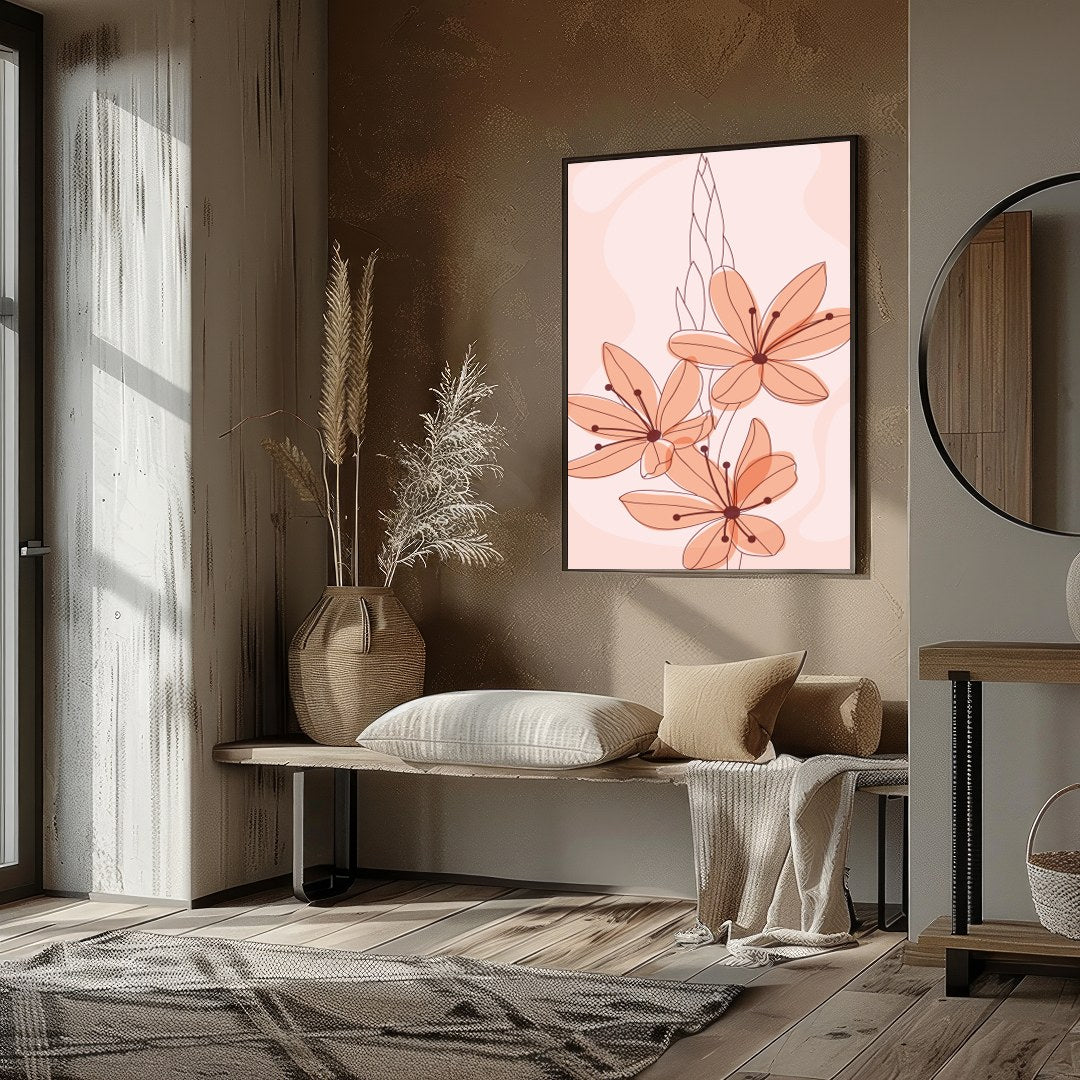 Elevate your space with 'Petal Serenade in Blush,' a soothing floral artwork that exudes elegance for hallway