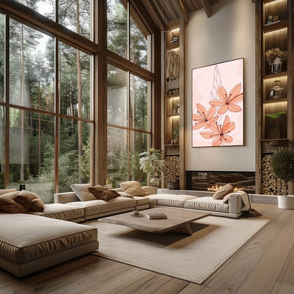 Elevate your space with 'Petal Serenade in Blush,' a soothing floral artwork that exudes elegance for Living Room