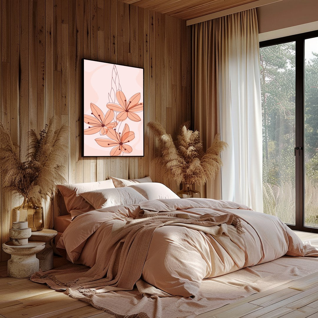 Elevate your space with 'Petal Serenade in Blush,' a soothing floral artwork that exudes elegance for office