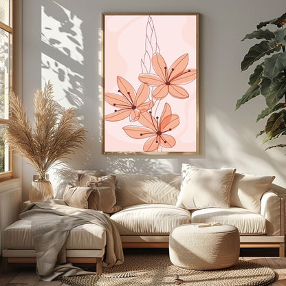 Elevate your space with 'Petal Serenade in Blush,' a soothing floral artwork that exudes elegance for Sitting Area