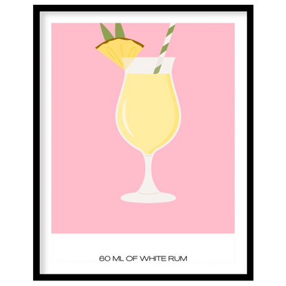 This charming minimalist poster features a delightful illustration of a Piña Colada. The drink is s… for sweet home