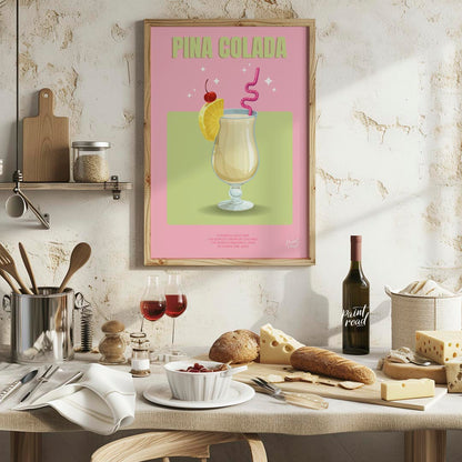 This charming and inviting poster showcases a Piña Colada, evoking a sweet escape to a tropical par… for kitchen