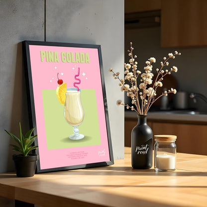 This charming and inviting poster showcases a Piña Colada, evoking a sweet escape to a tropical par… for kitchen