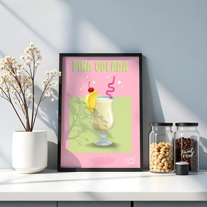 This charming and inviting poster showcases a Piña Colada, evoking a sweet escape to a tropical par… for kitchen