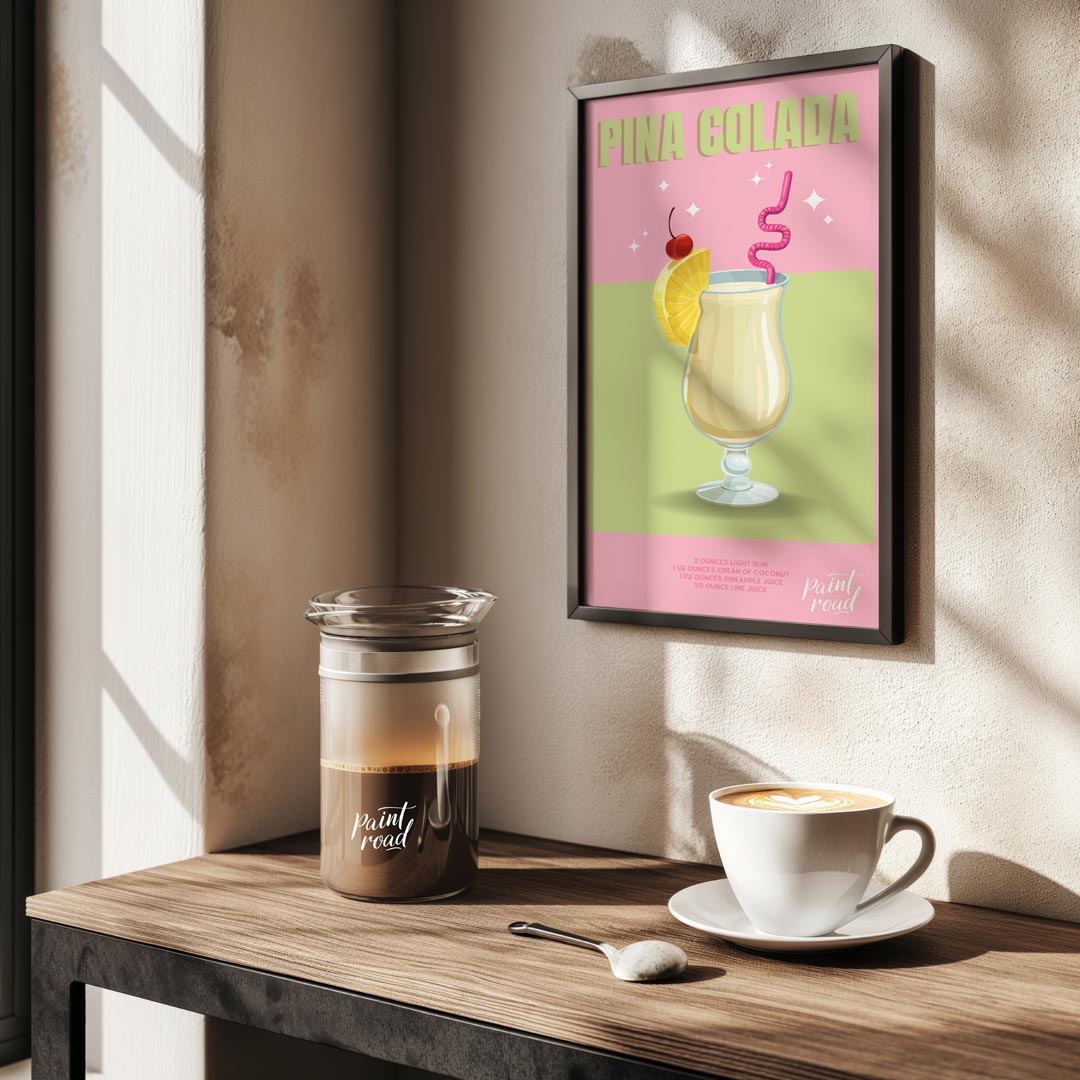 This charming and inviting poster showcases a Piña Colada, evoking a sweet escape to a tropical par… for kitchen