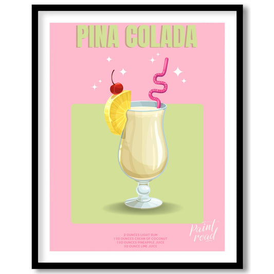 This charming and inviting poster showcases a Piña Colada, evoking a sweet escape to a tropical par… for room