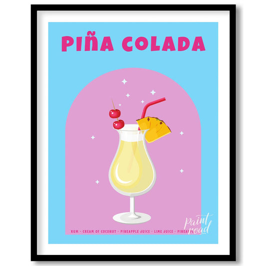 This inviting and whimsical poster features a classic Piña Colada, evoking a sense of tropical esca… for house