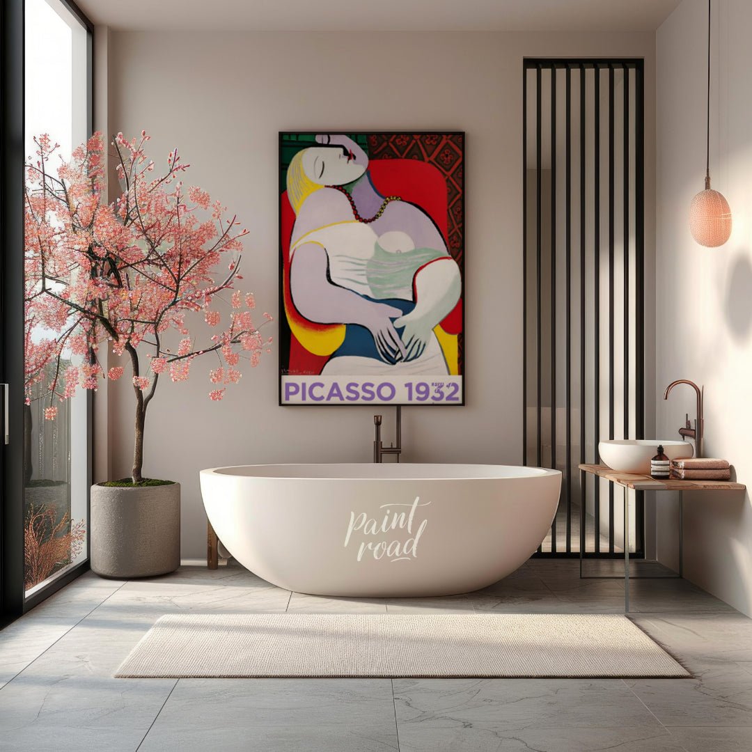 This vibrant exhibition poster promotes “PICASSO 1932 ANNÉE ÉROTIQUE” at Musée Picasso Paris, runni… for bathroom