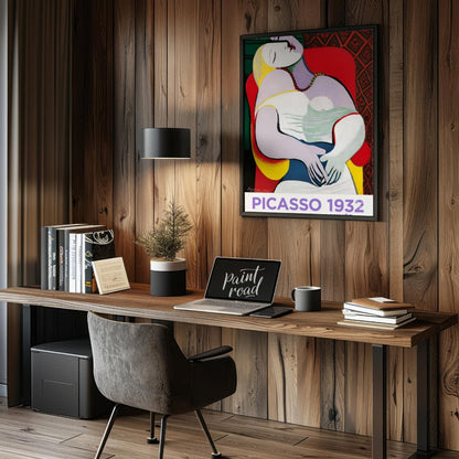 This vibrant exhibition poster promotes “PICASSO 1932 ANNÉE ÉROTIQUE” at Musée Picasso Paris, runni… for office