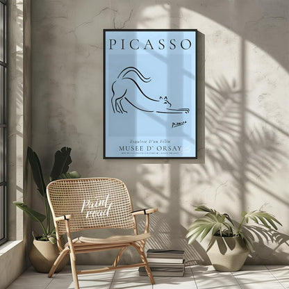 This iconic print, “Esquisse D’un Félin” (Sketch of a Feline) by Pablo Picasso, showcases his remar… for living room