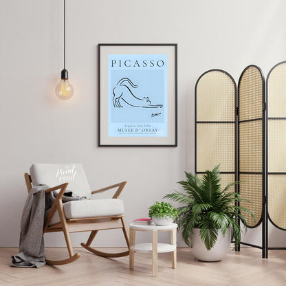 This iconic print, “Esquisse D’un Félin” (Sketch of a Feline) by Pablo Picasso, showcases his remar… for living room