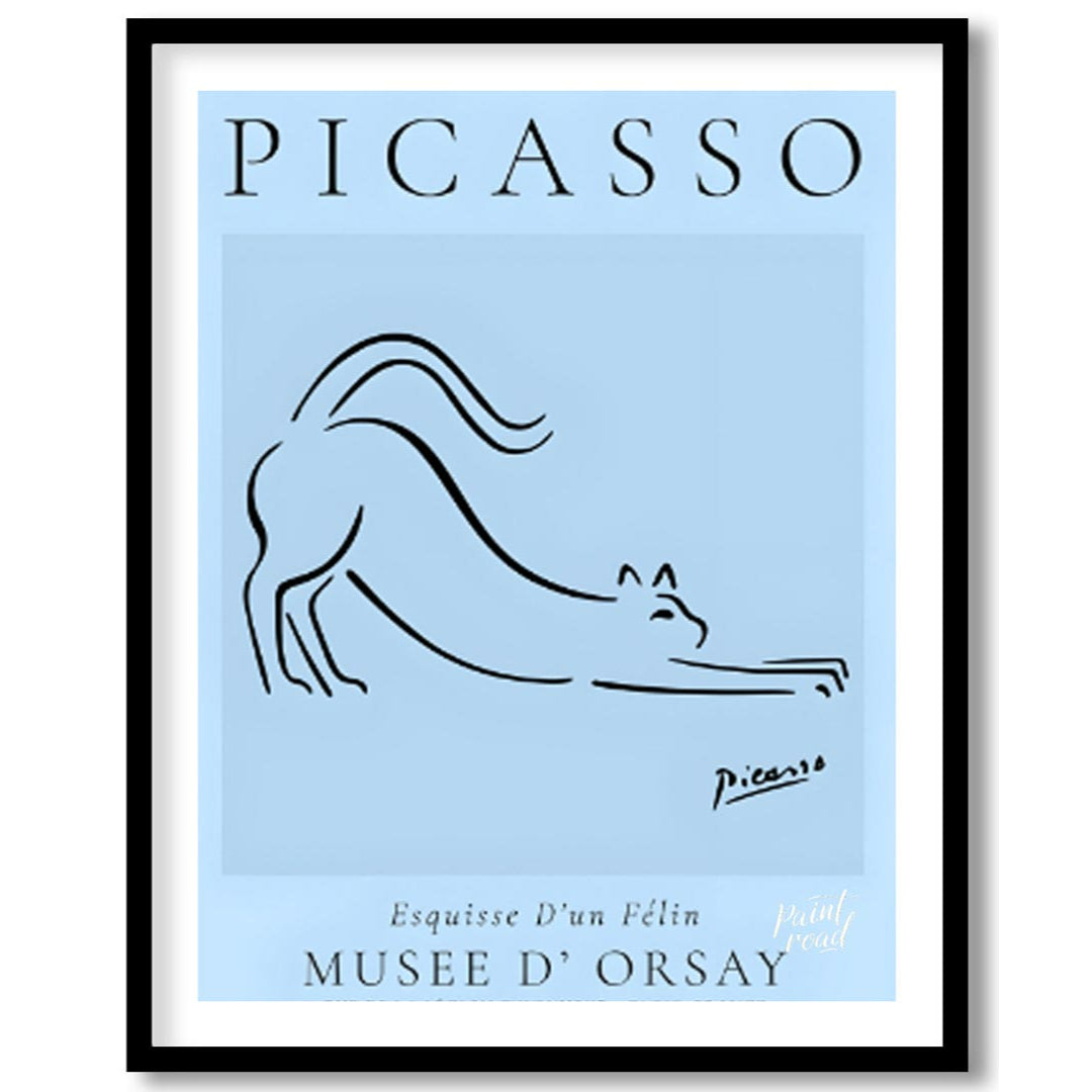 This iconic print, “Esquisse D’un Félin” (Sketch of a Feline) by Pablo Picasso, showcases his remar… for room