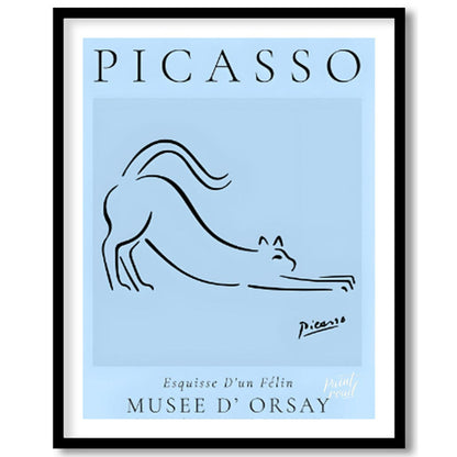 This iconic print, “Esquisse D’un Félin” (Sketch of a Feline) by Pablo Picasso, showcases his remar… for room