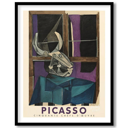 This striking vintage exhibition poster promotes “PICASSO CINQUANTE CHEFS-D’ŒUVRE” (Fifty Masterpie… for home