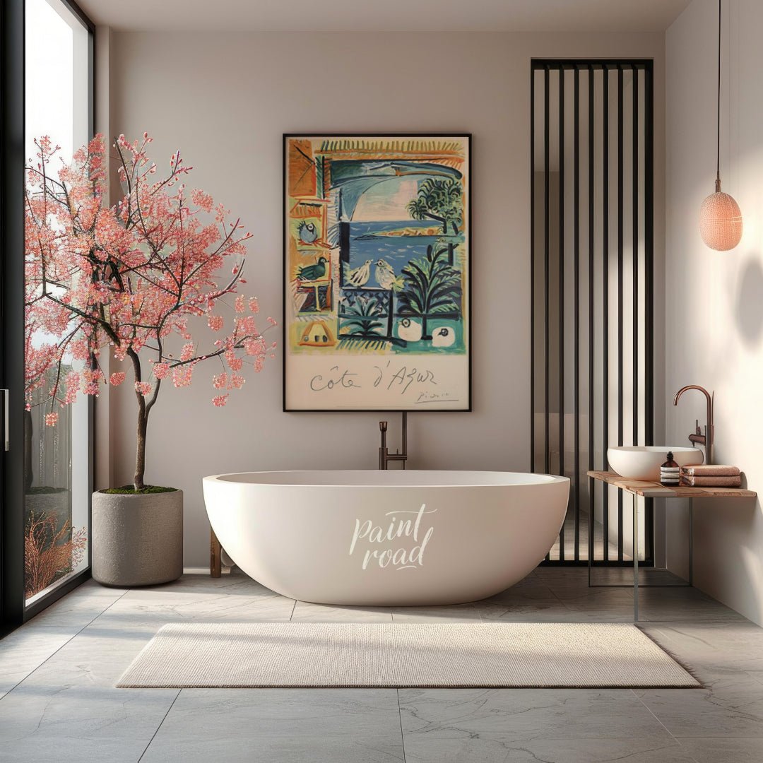 This enchanting exhibition poster features Pablo Picasso’s “Côte d’Azur,” an artwork that beautiful… for bathroom