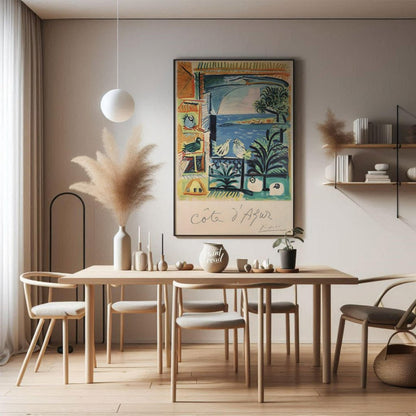 This enchanting exhibition poster features Pablo Picasso’s “Côte d’Azur,” an artwork that beautiful… for dining room