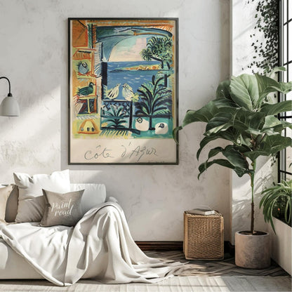This enchanting exhibition poster features Pablo Picasso’s “Côte d’Azur,” an artwork that beautiful… for living room