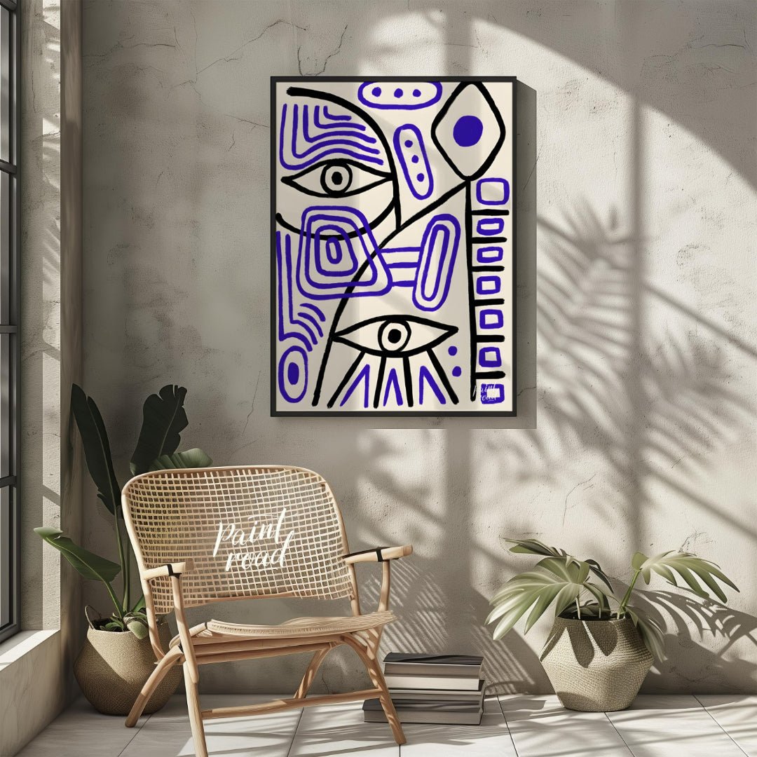 This abstract artwork by Pablo Picasso features a captivating arrangement of geometric shapes, line… for other