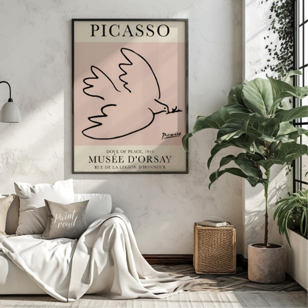 This iconic poster features Pablo Picasso’s “Dove of Peace,” a universally recognized symbol create… for living room