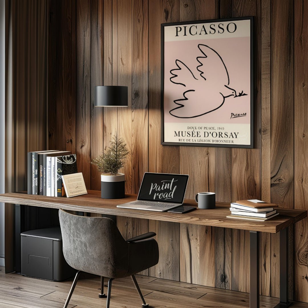 This iconic poster features Pablo Picasso’s “Dove of Peace,” a universally recognized symbol create… for office