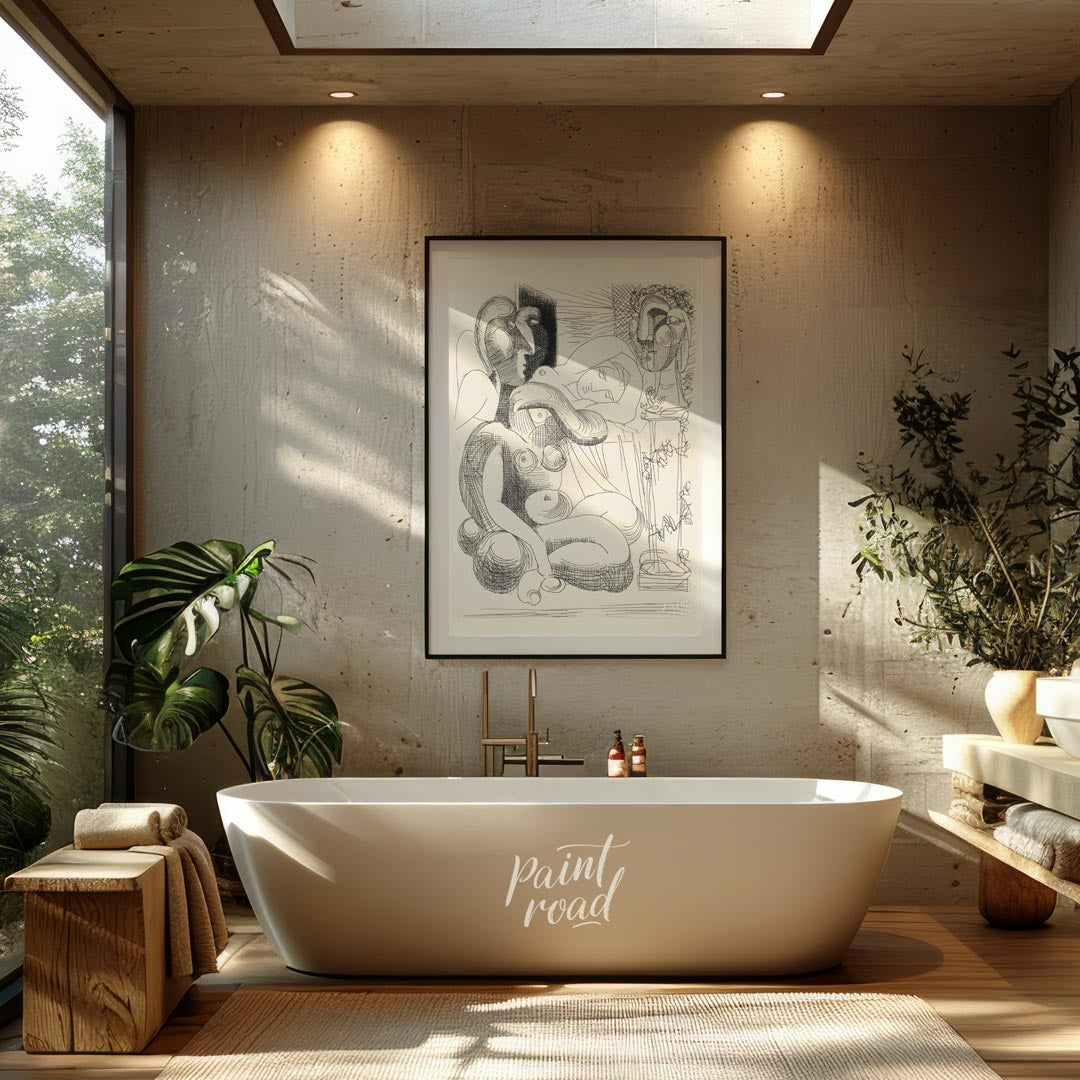 This untitled drypoint etching by Pablo Picasso showcases his masterful command of line and form. T… for bathroom