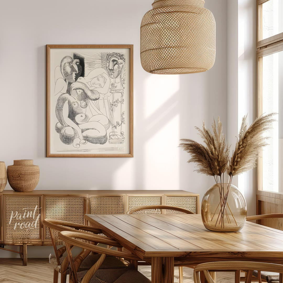 This untitled drypoint etching by Pablo Picasso showcases his masterful command of line and form. T… for dining room
