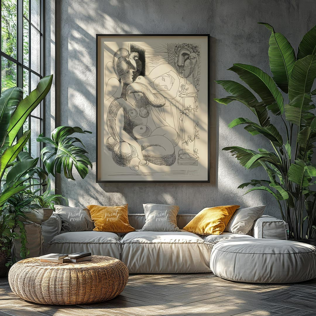 This untitled drypoint etching by Pablo Picasso showcases his masterful command of line and form. T… for living room