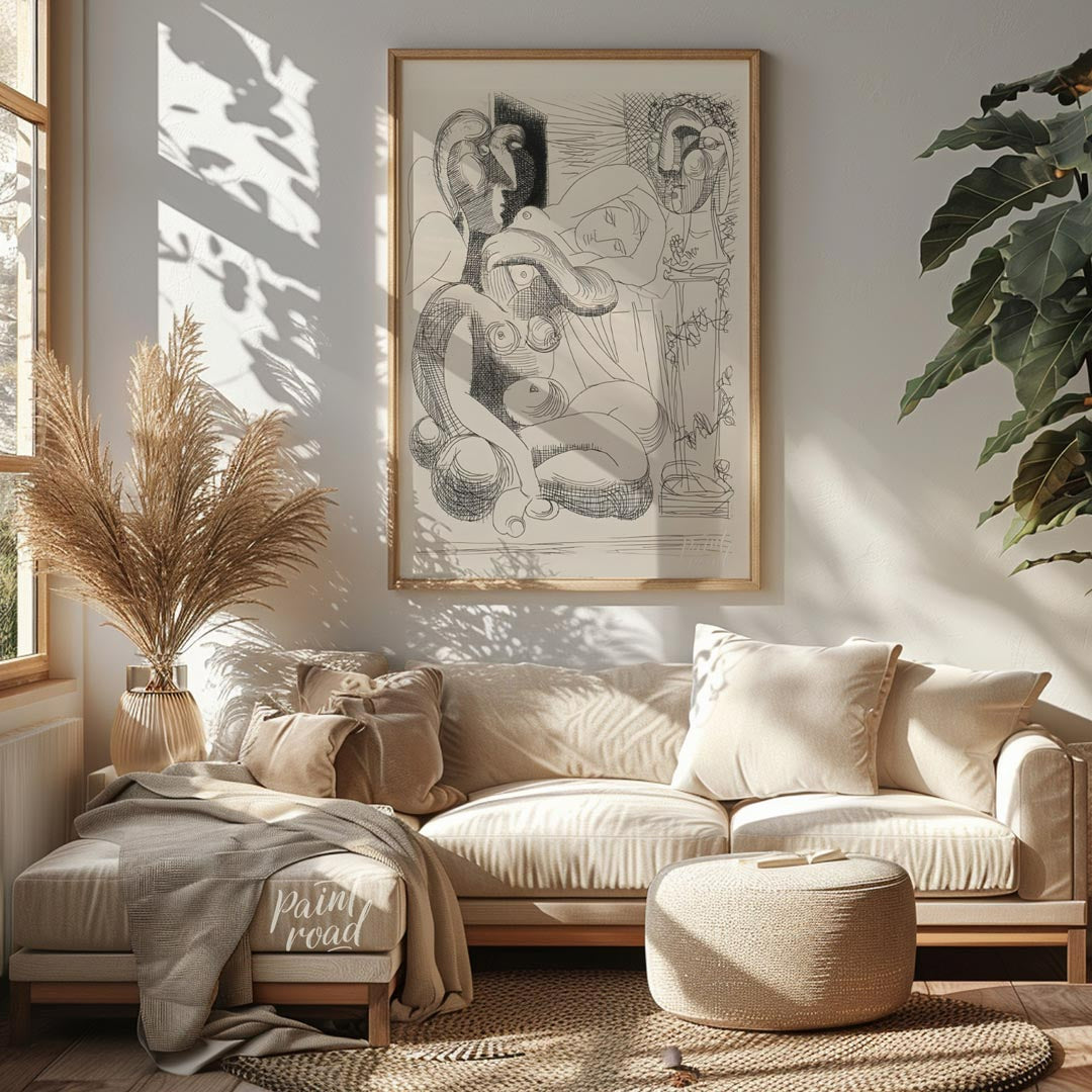 This untitled drypoint etching by Pablo Picasso showcases his masterful command of line and form. T… for living room