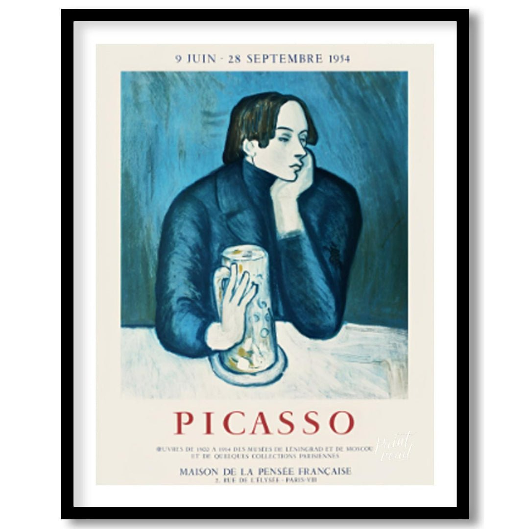 This vintage exhibition poster promotes a significant retrospective of Pablo Picasso’s works, “PICA… for space
