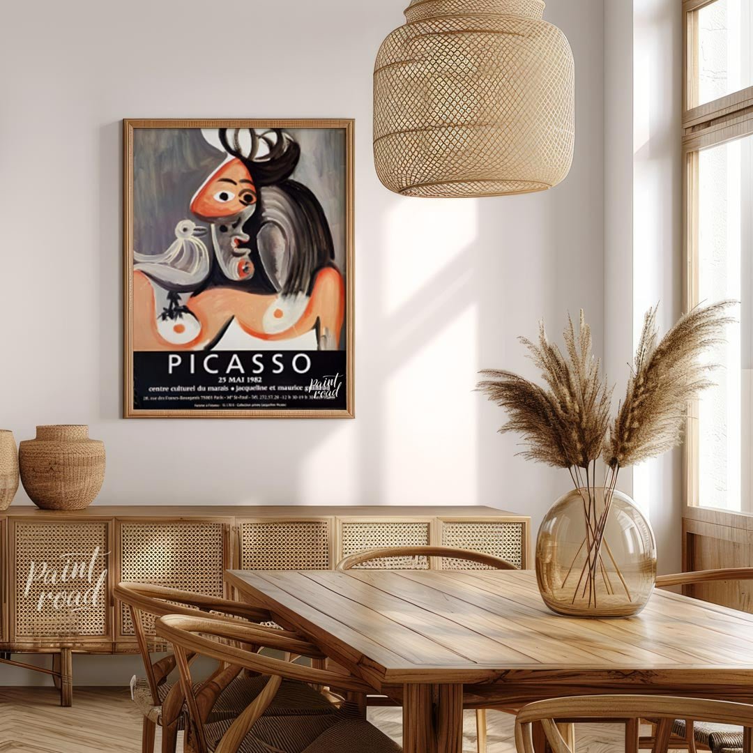 This poster is a vibrant promotional piece for a Pablo Picasso exhibition held at the Centre Cultur… for dining room