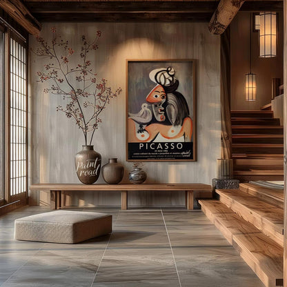 This poster is a vibrant promotional piece for a Pablo Picasso exhibition held at the Centre Cultur… for entryway