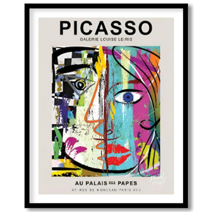 This highly energetic and colorful poster advertises a Picasso exhibition at Galerie Louise Leiris,… for abode