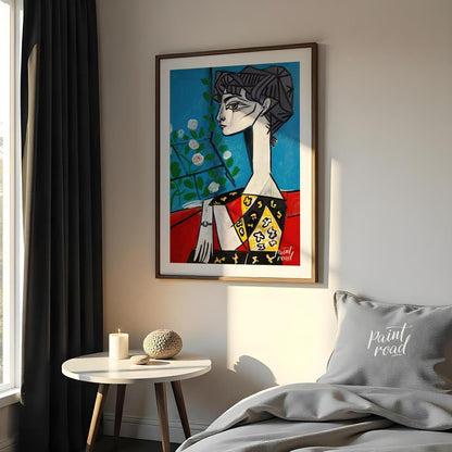 This masterwork art print features Pablo Picasso’s iconic painting, “Jacqueline with Flowers.” The … for bedroom