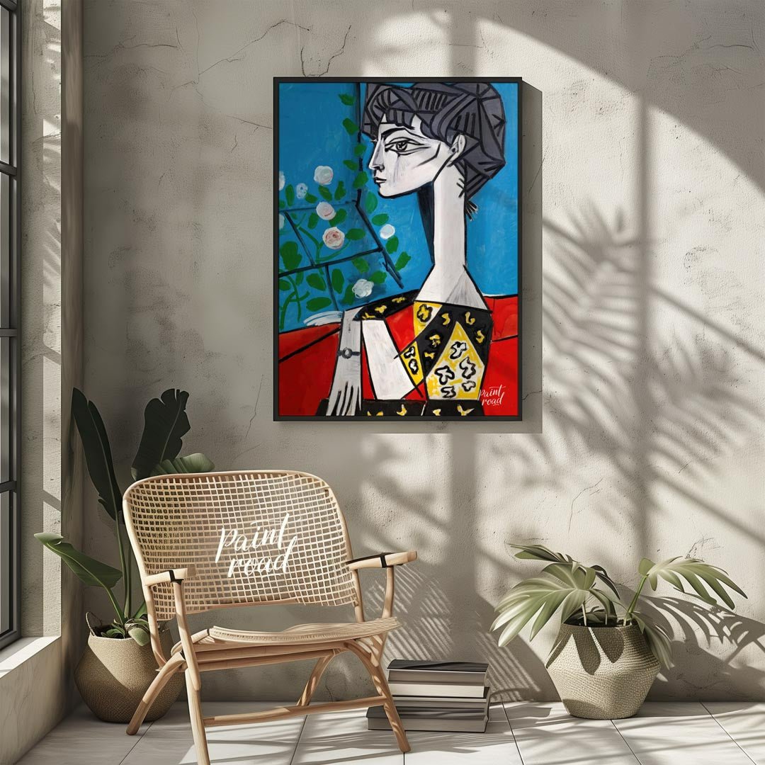 This masterwork art print features Pablo Picasso’s iconic painting, “Jacqueline with Flowers.” The … for other