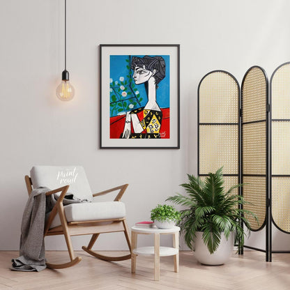 Picasso Jacqueline With Flowers Painting available online at Paintroad showing 20th century art abstract portrait and aesthetic