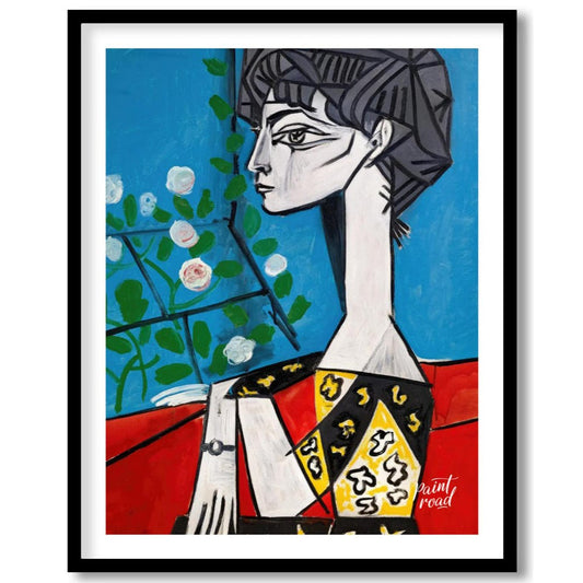 Picasso Jacqueline With Flowers Painting available online at Paintroad showing 20th century art abstract portrait and aesthetic