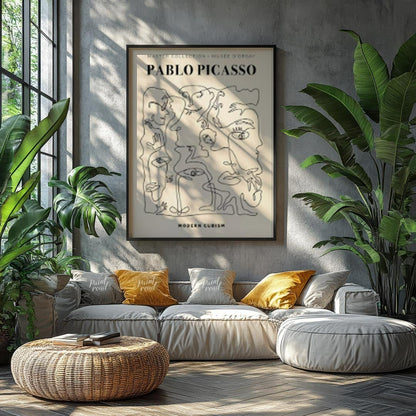 This poster, titled “MASTER COLLECTION + MUSÉE D’ORSAY PABLO PICASSO MODERN CUBISM,” presents a dyn… for living room