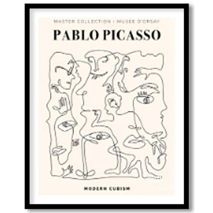 This poster, titled “MASTER COLLECTION + MUSÉE D’ORSAY PABLO PICASSO MODERN CUBISM,” presents a dyn… for place