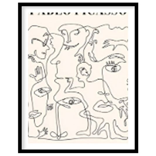 This poster, titled “MASTER COLLECTION + MUSÉE D’ORSAY PABLO PICASSO MODERN CUBISM,” presents a dyn… for place