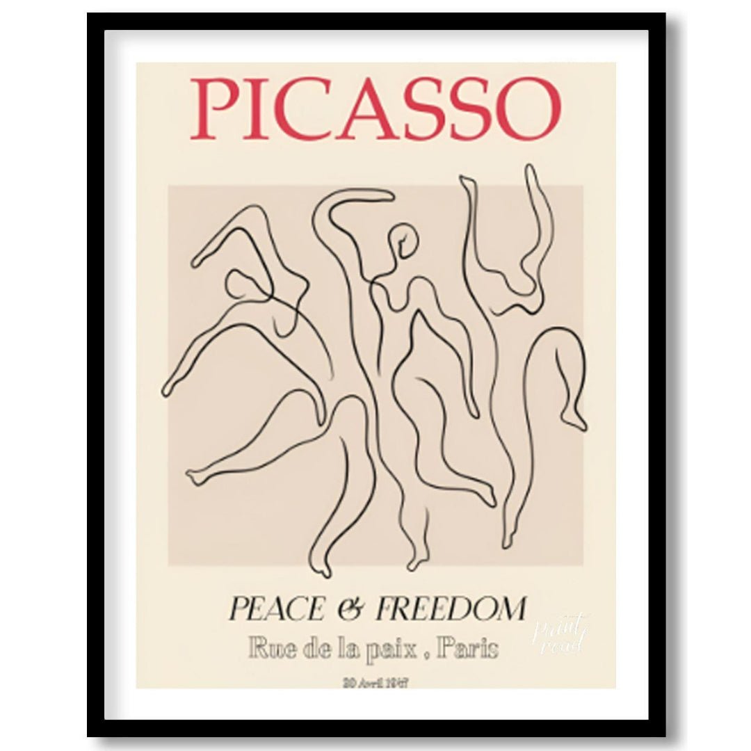 This elegant and iconic poster, “PICASSO: PEACE & FREEDOM,” uses a powerful illustration inspired b… for abode