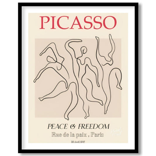 This elegant and iconic poster, “PICASSO: PEACE & FREEDOM,” uses a powerful illustration inspired b… for abode