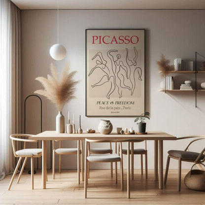 This elegant and iconic poster, “PICASSO: PEACE & FREEDOM,” uses a powerful illustration inspired b… for dining room