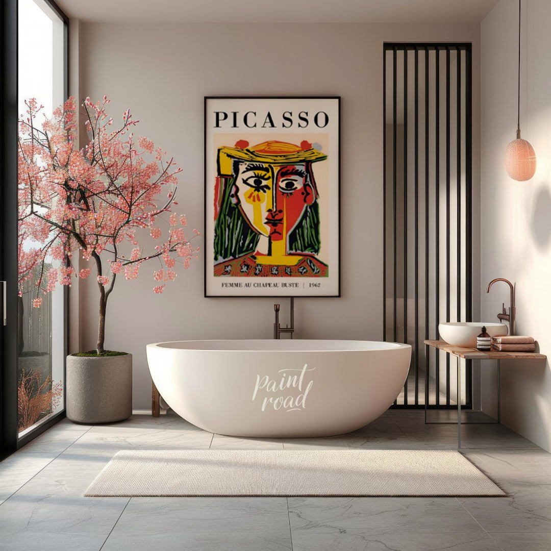 This iconic poster features Pablo Picasso’s “Bust of a Woman with a Hat” (Femme au Chapeau Buste), … for bathroom