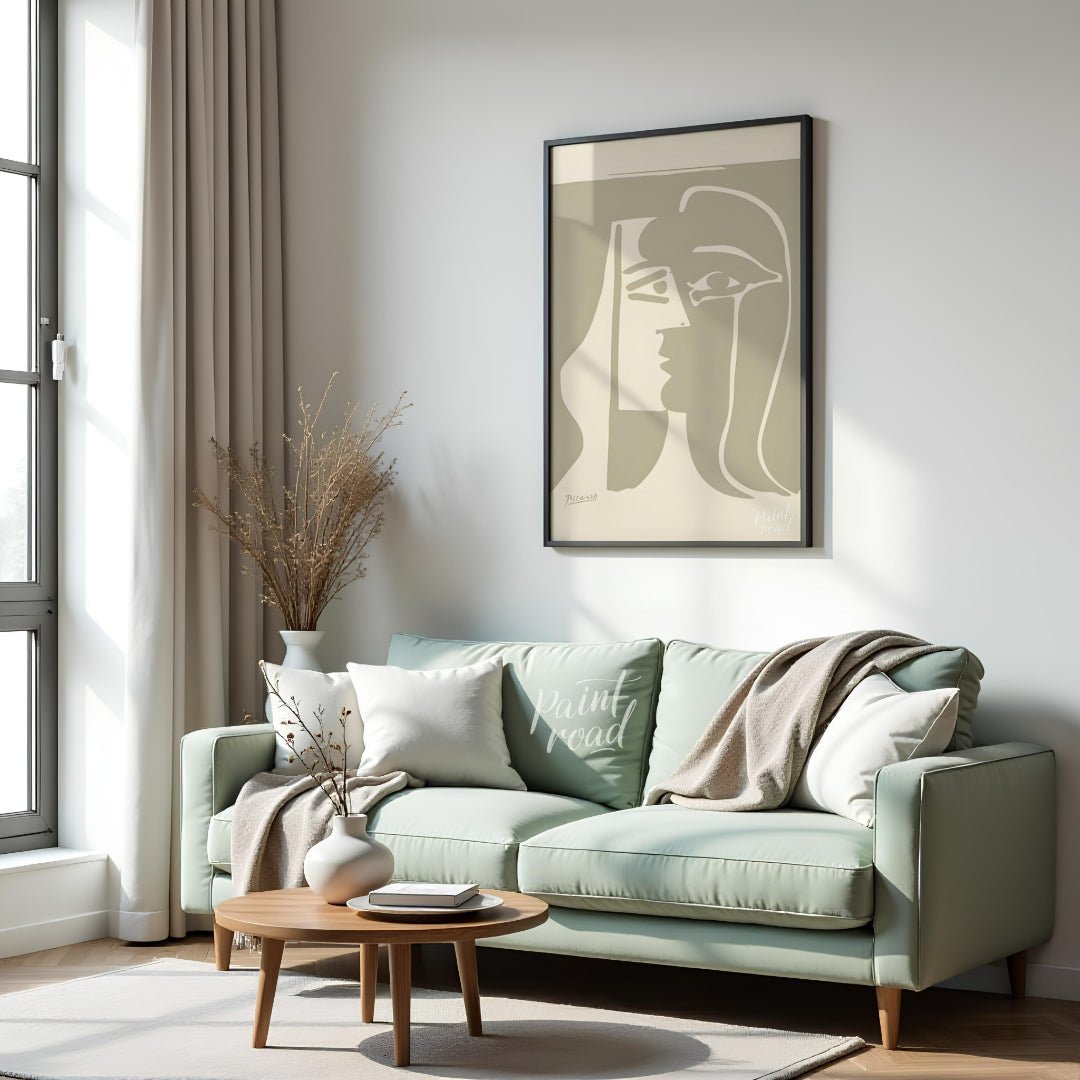 This striking artwork, titled "Cubist Woman in Profile," is a lithograph by Pablo Picasso, created … for living room
