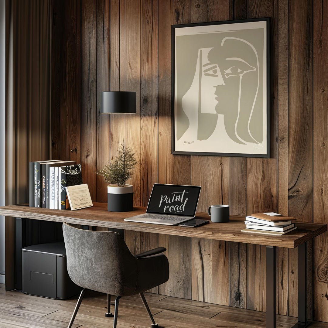 This striking artwork, titled "Cubist Woman in Profile," is a lithograph by Pablo Picasso, created … for office