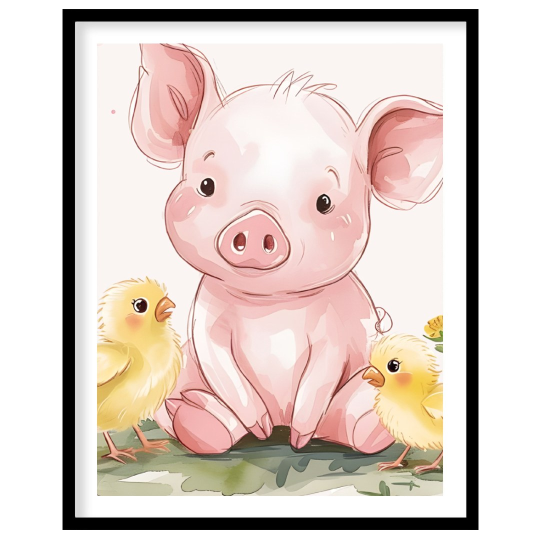 This endearing watercolor illustration captures a heartwarming scene of friendship between a sweet … for house