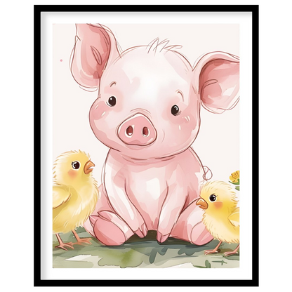 This endearing watercolor illustration captures a heartwarming scene of friendship between a sweet … for house