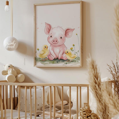 This endearing watercolor illustration captures a heartwarming scene of friendship between a sweet … for nursery
